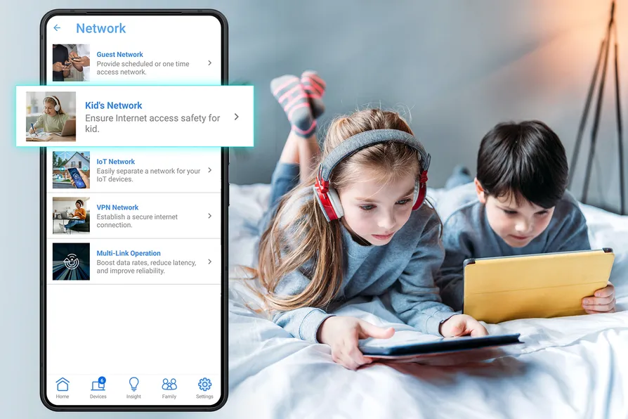 ASUS Smart Home Master Network provides easy IoT device setup, convenient parental controls, and instant VPN connections with up to three SSIDs.