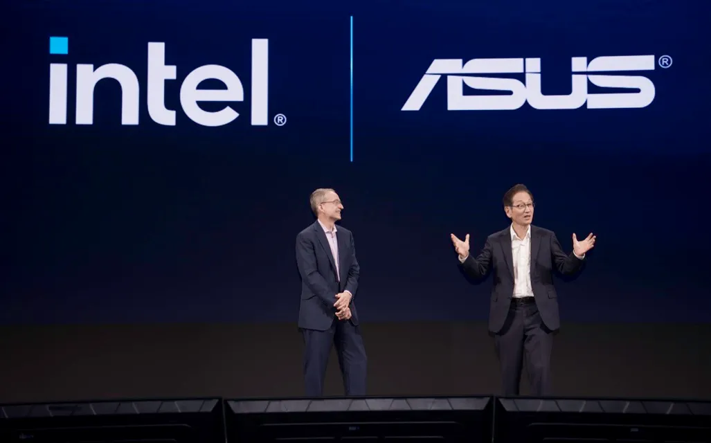 Asus Chairman Jonney Shih Joins Intel Ceo Pat Gelsinger on Stage at the Intel Computex 2024 Keynote.