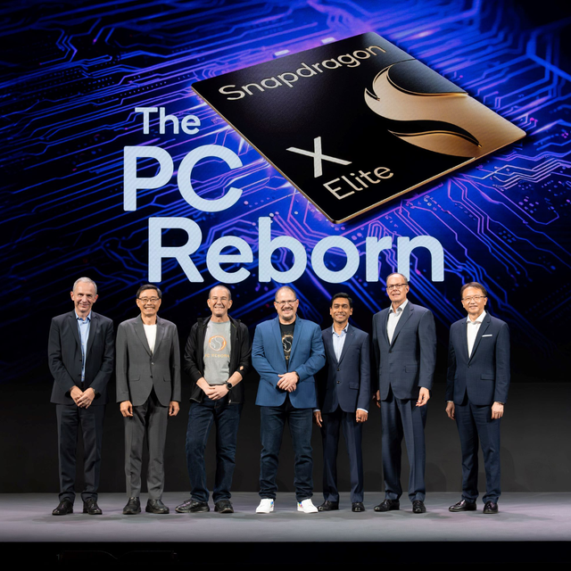 Asus Co Ceo S.y. Hsu Stands Alongside Qualcomm Ceo Cristiano Amon and Other Qualcomm Partners During the Qualcomm Keynote at Computex.