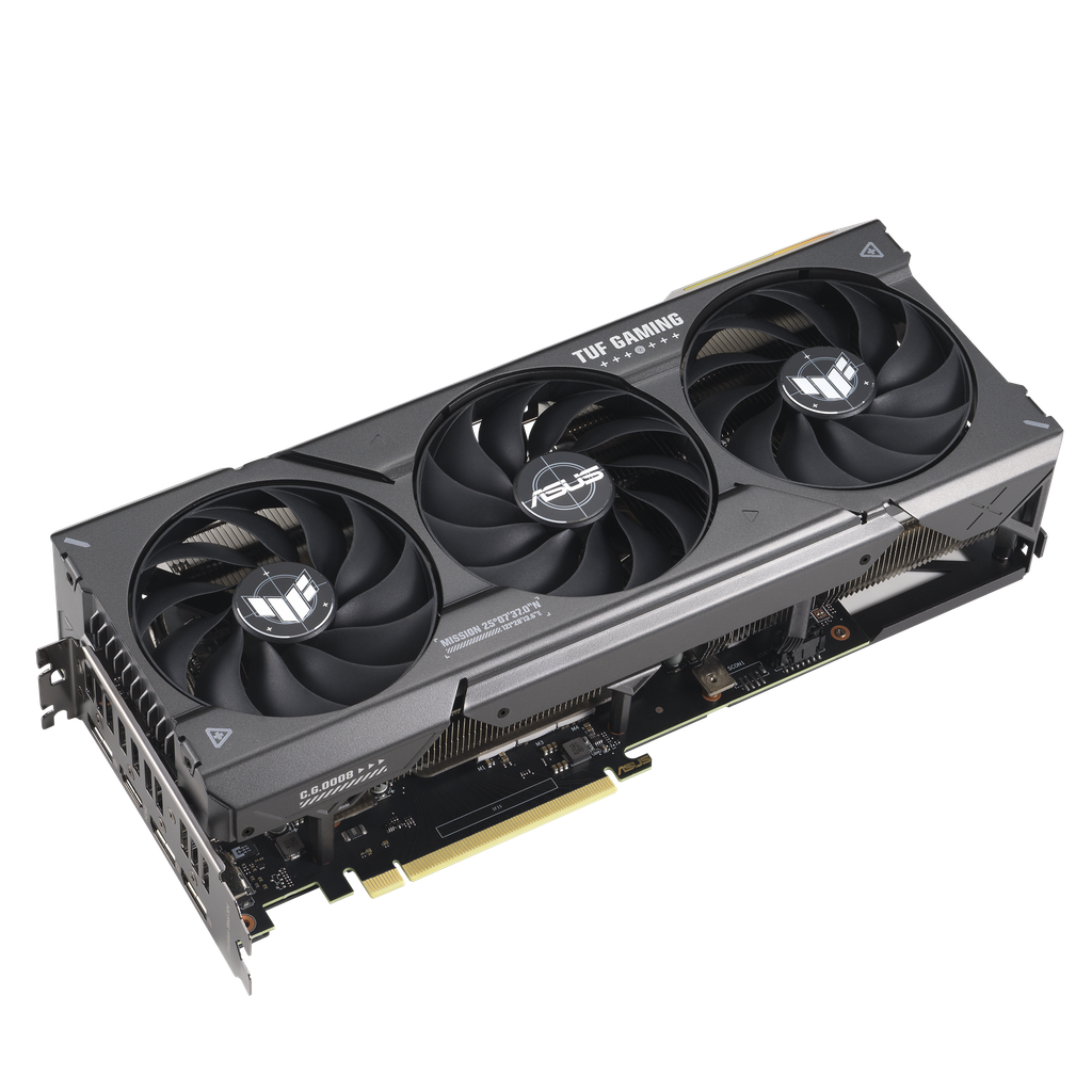 TUF Gaming GeForce RTX 4070 graphics card  graphics card, front angled view 