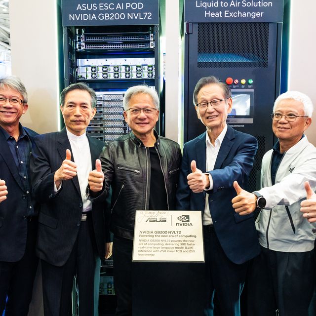 2. Nvidia Ceo Jensen Huang Is Welcomed to the Asus Computex Booth by Asus Chairman Jonney Shih and Other Asus Executives.