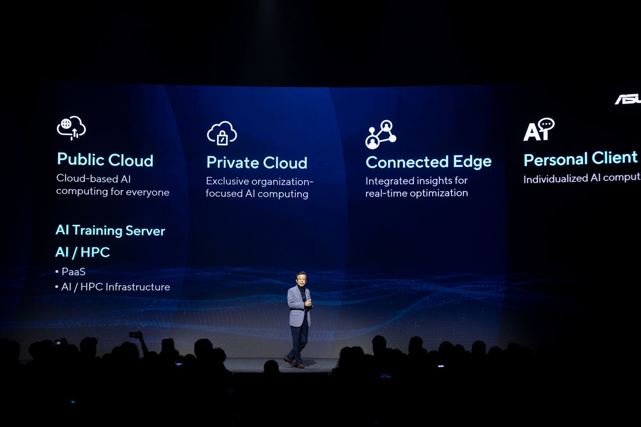 ASUS's AI vision, "Ubiquitous AI. Incredible Possibilities", revealed by Co-CEO Samson Hu at the 2024 Computex ASUS Press Event 