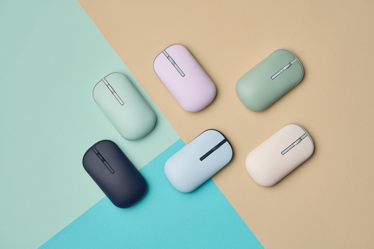 M D100 無線滑鼠提供燕麥奶/抹茶綠、靜謐藍/天空藍、星河紫/初心綠三款套組自在搭配、展現個人品味
